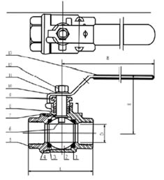 Q11F二片式球閥結(jié)構(gòu)圖 Q11F二片式球閥結(jié)構(gòu)圖